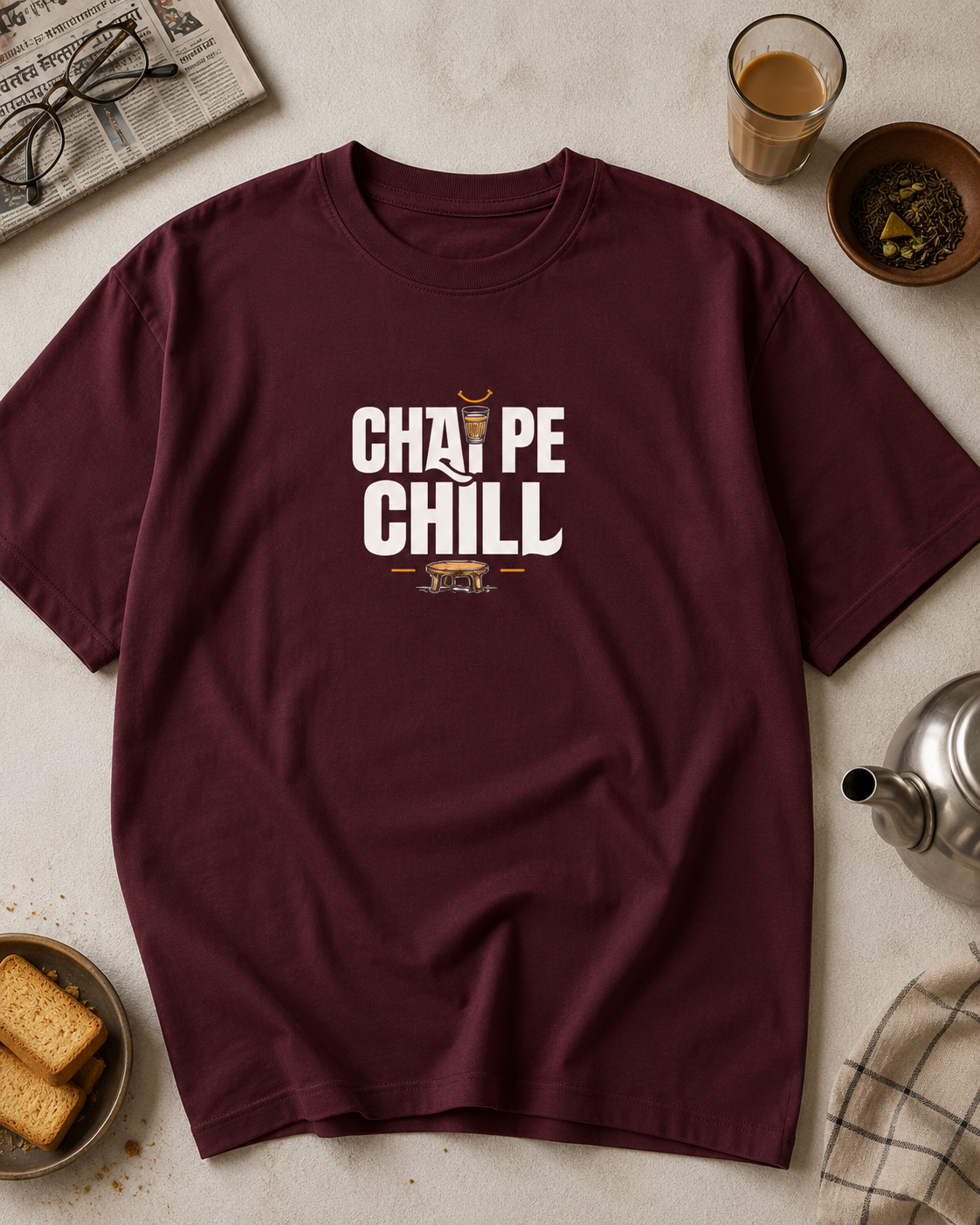 Chai Pe Chill Oversized Graphic T-Shirt