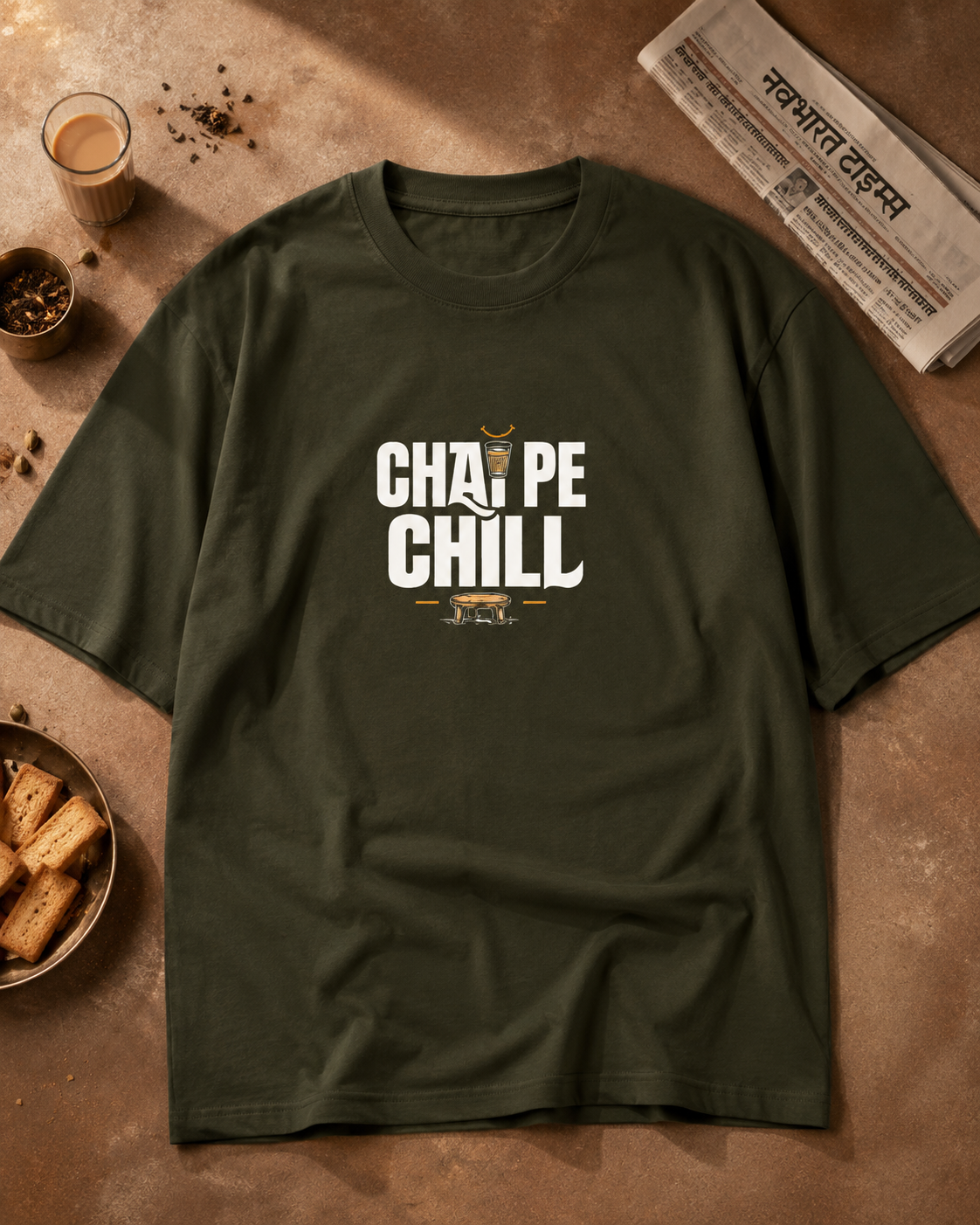 Chai Pe Chill Oversized Graphic T-Shirt