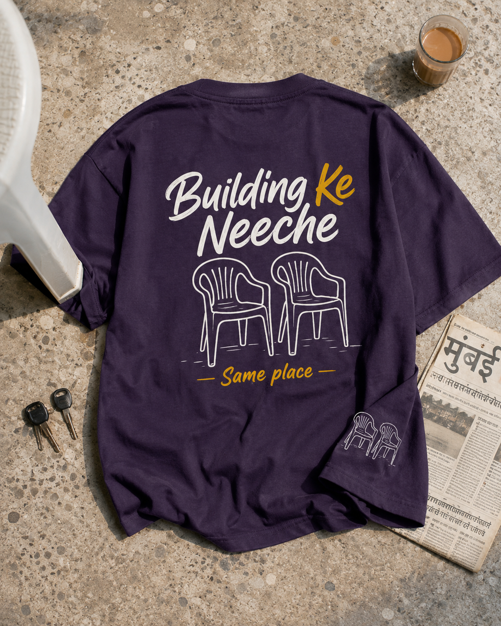 Building Ke Neeche Oversized Graphic T-Shirt in 240 GSM cotton by The Gully Store