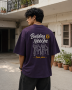 Building Ke Neeche Oversized Graphic T-Shirt in Purple color option