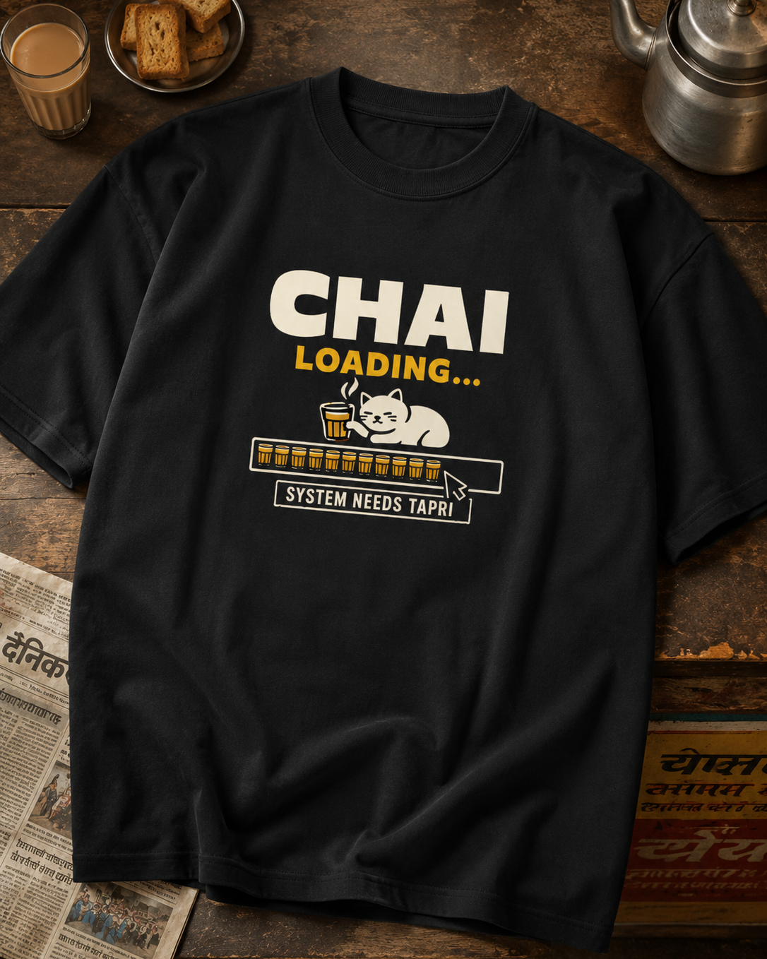 Chai Loadin oversized T-shirt in 240 GSM cotton by The Gully Store