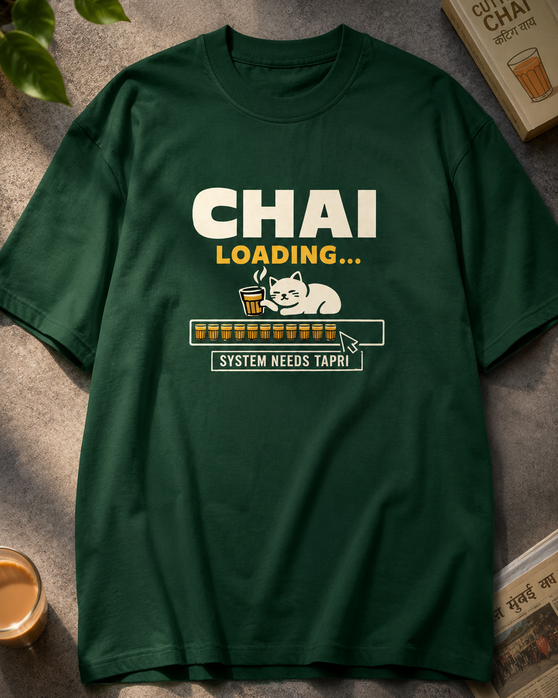 Chai Loadin oversized T-shirt colour options in black navy blue bottle green maroon purple petrol blue and olive green