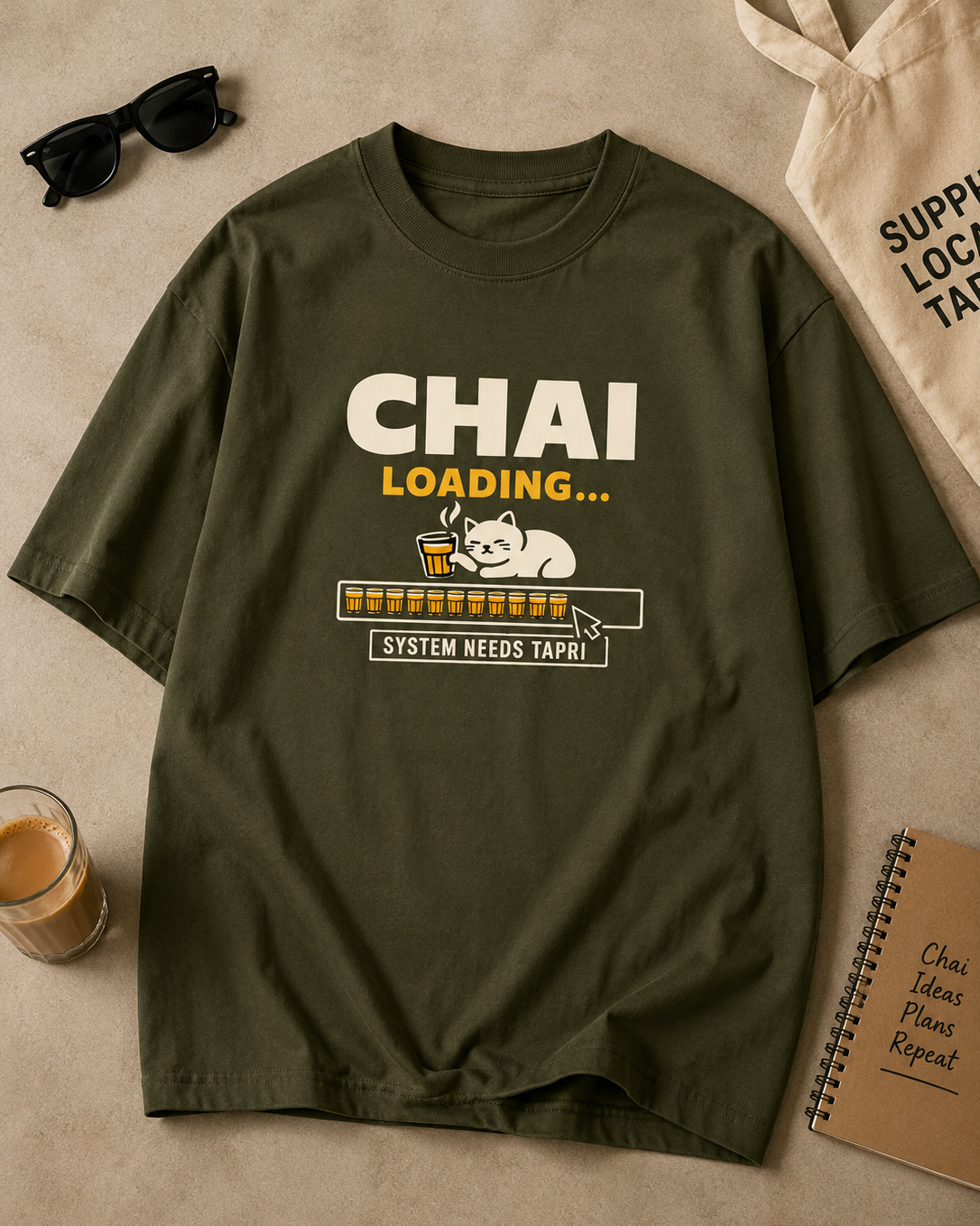 Purple Chai Loadin oversized T-shirt in 100 percent cotton