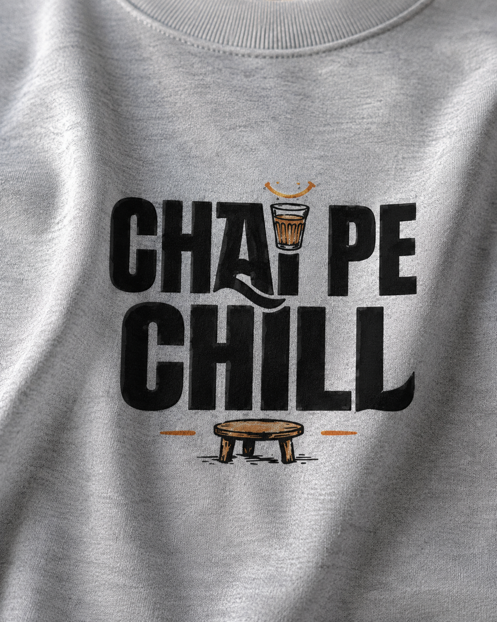 Front view of Chai Pe Chill Pastel Oversized Graphic T-Shirt with relaxed unisex fit