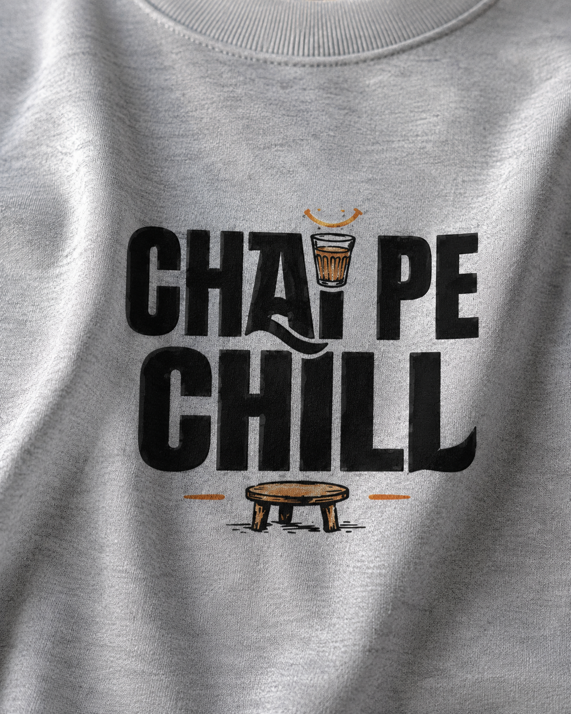 Front view of Chai Pe Chill Pastel Oversized Graphic T-Shirt with relaxed unisex fit