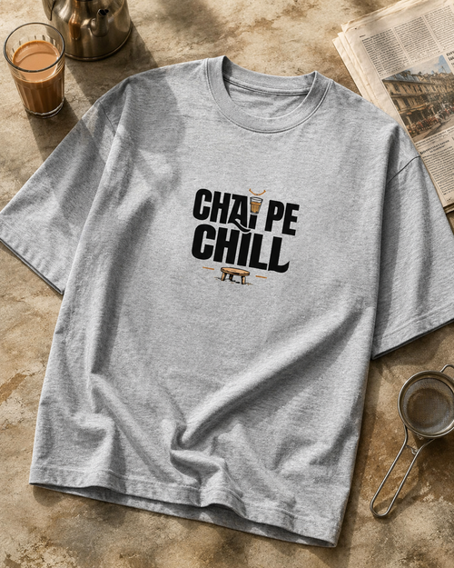 Chai Pe Chill Pastel Oversized Graphic T-Shirt in 240 GSM cotton by The Gully Store