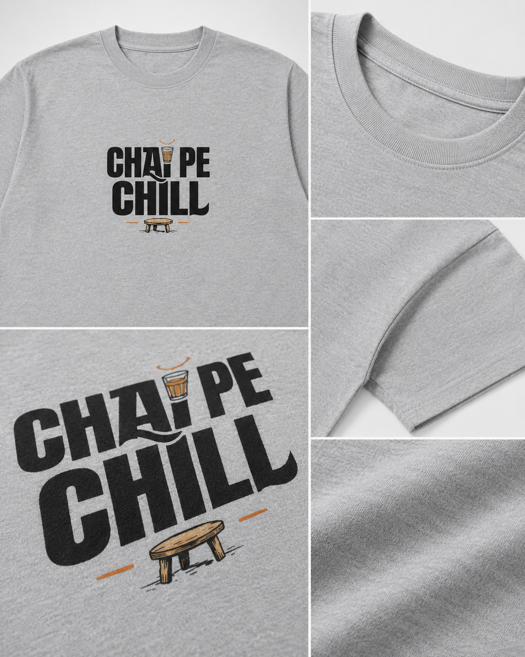 Chai Pe Chill Pastel Oversized Graphic T-Shirt styled for casual Indian streetwear
