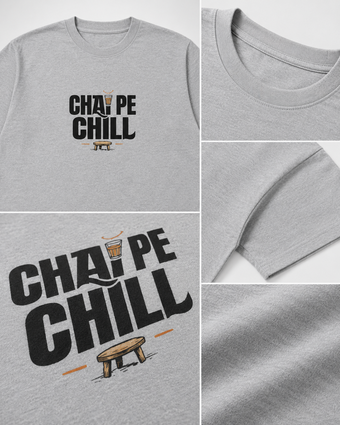 Chai Pe Chill Pastel Oversized Graphic T-Shirt styled for casual Indian streetwear