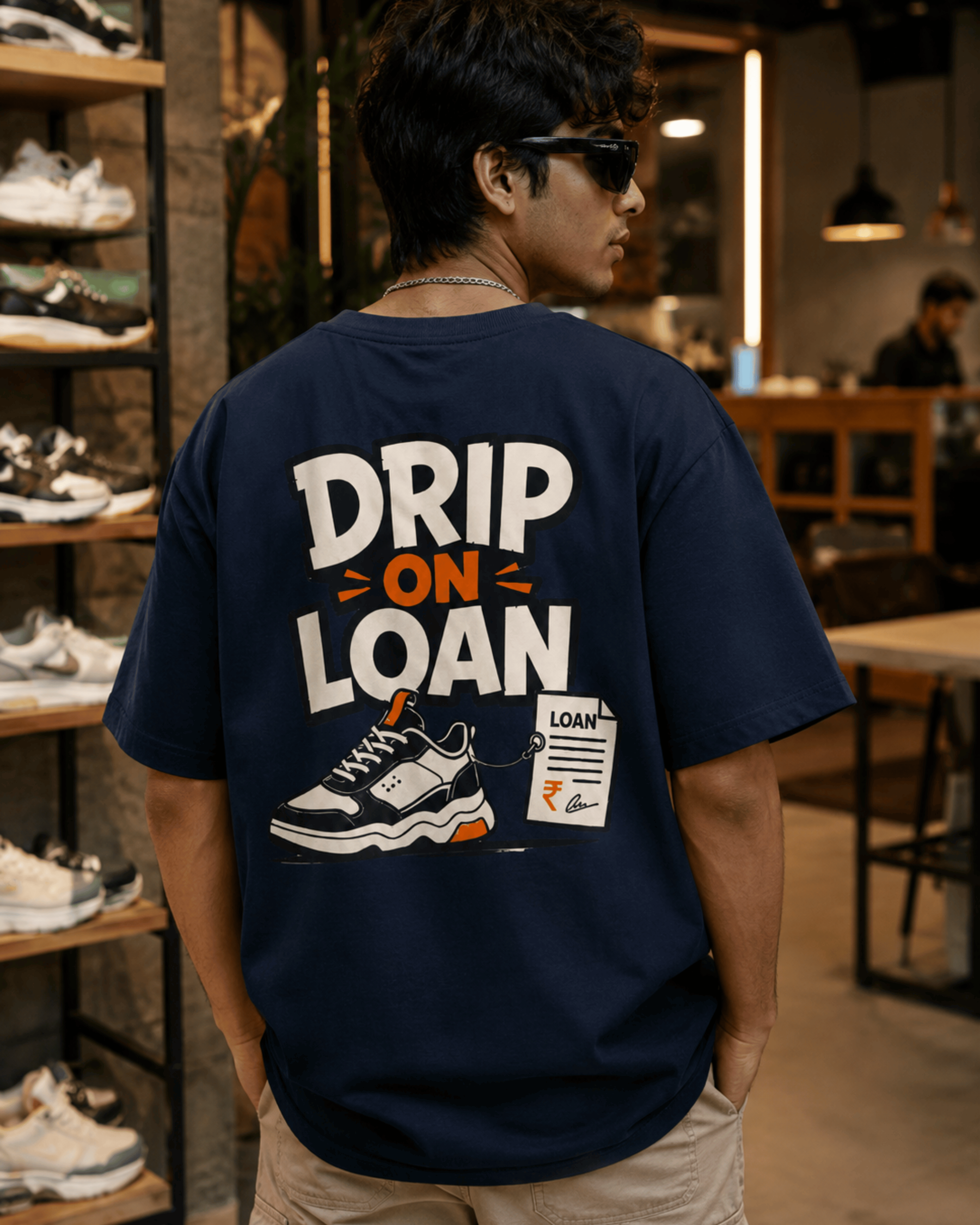 Olive Green Drip On Loan oversized T-shirt for everyday streetwear