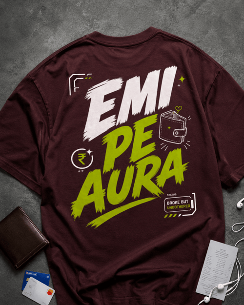 EMI Pe Aura oversized T-shirt in 240 GSM cotton by The Gully Store