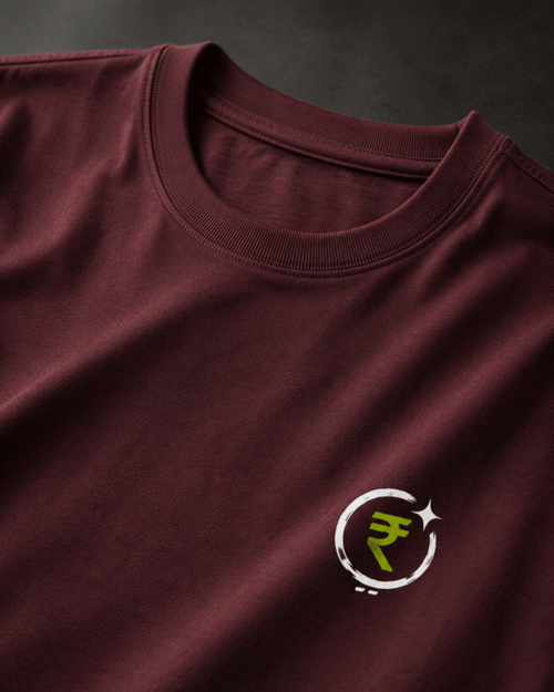 Maroon EMI Pe Aura oversized T-shirt in 240 GSM cotton