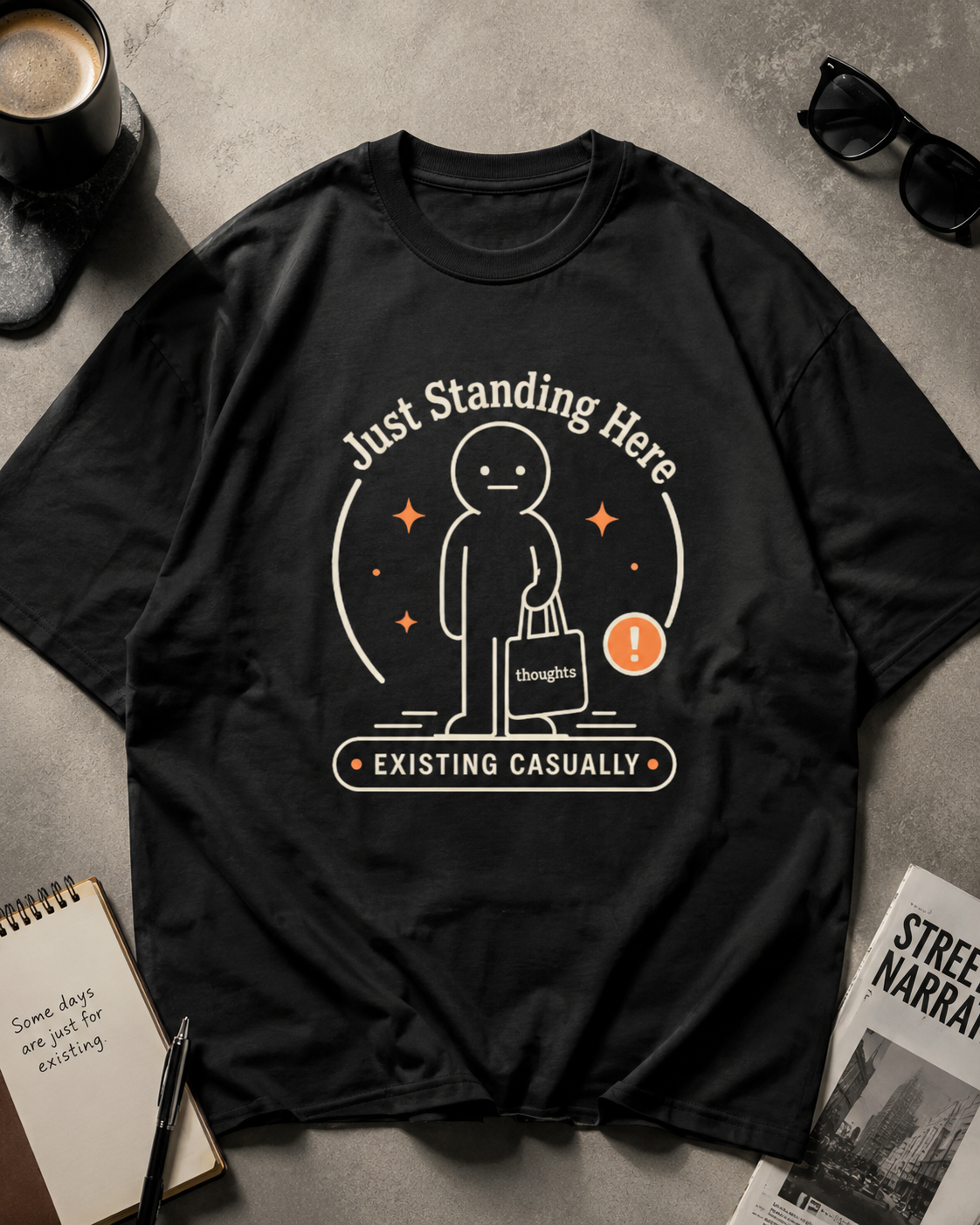 Black Existing Casually oversized T-shirt for everyday streetwear