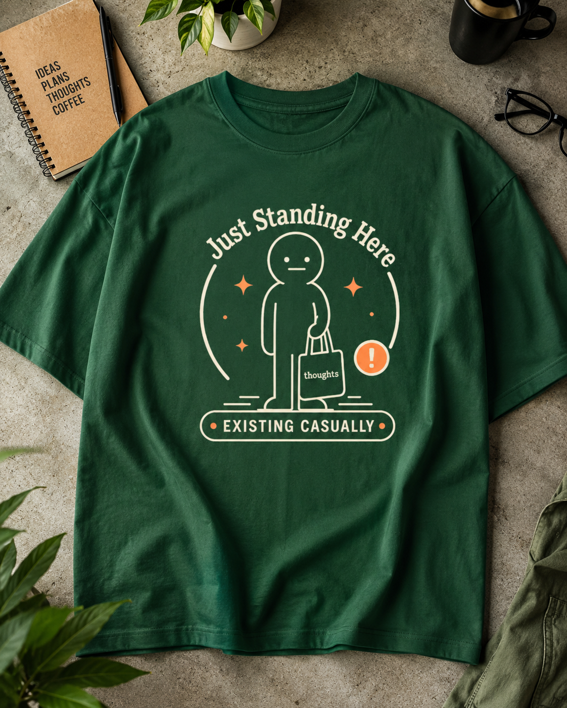 Bottle Green Existing Casually oversized T-shirt in heavyweight cotton