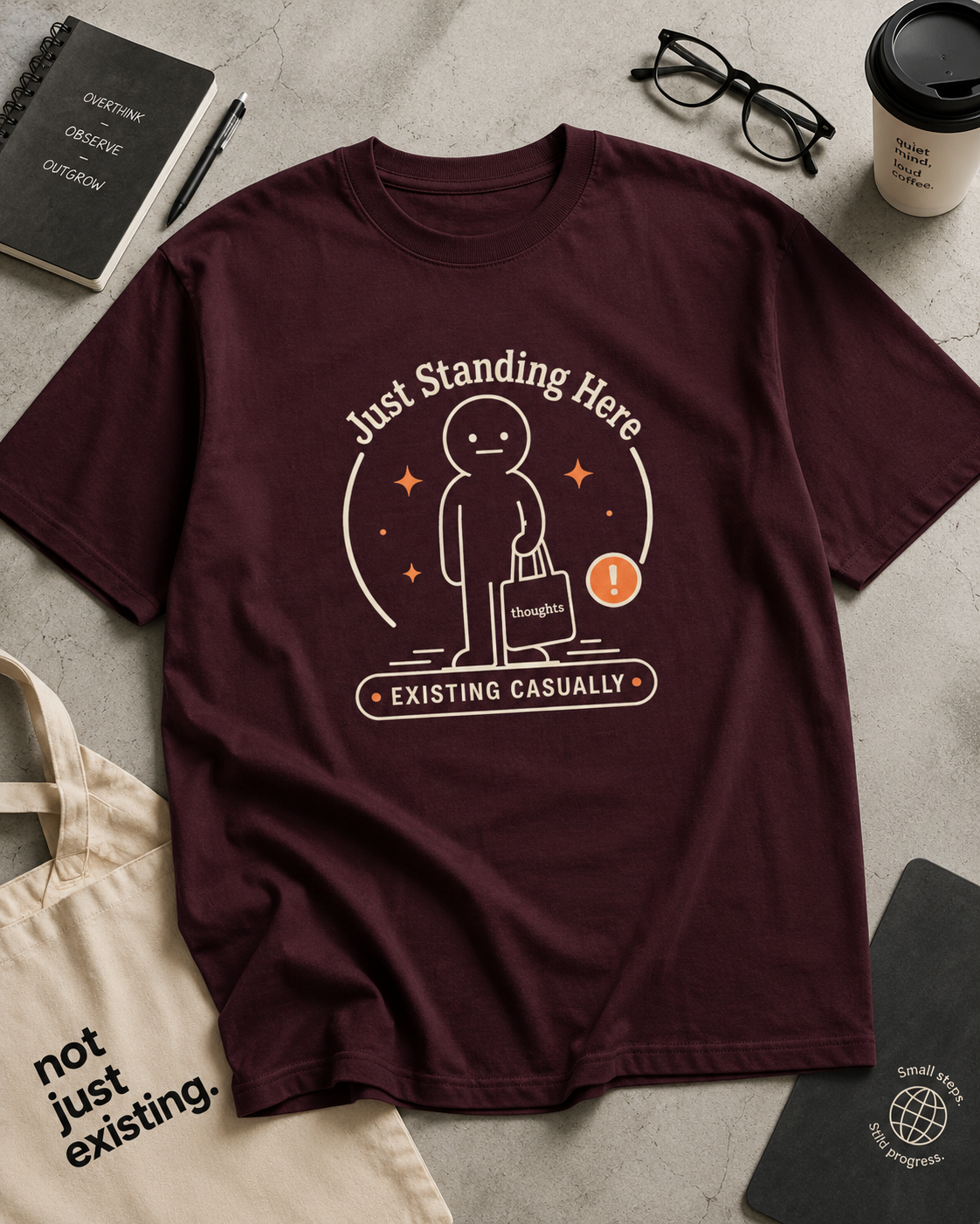 Existing Casually oversized T-shirt showing dropped shoulder relaxed fit