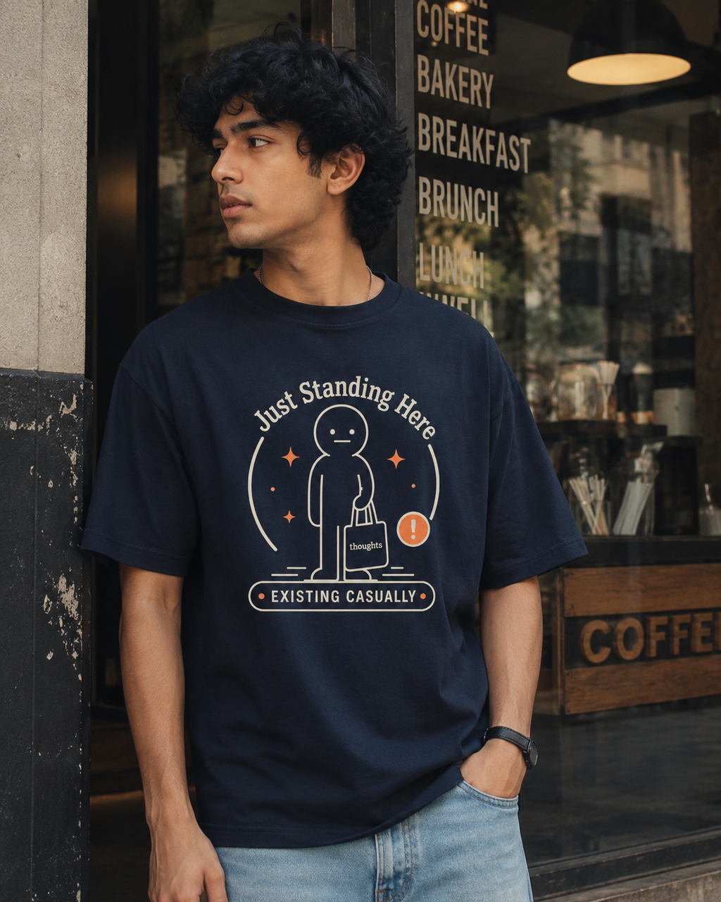 Maroon Existing Casually oversized T-shirt with relaxed unisex fit