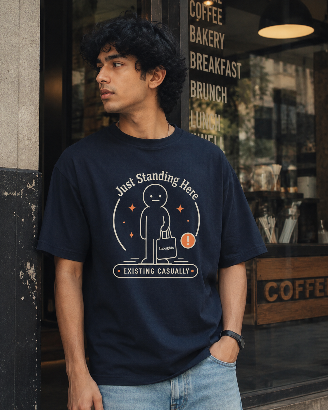 Maroon Existing Casually oversized T-shirt with relaxed unisex fit