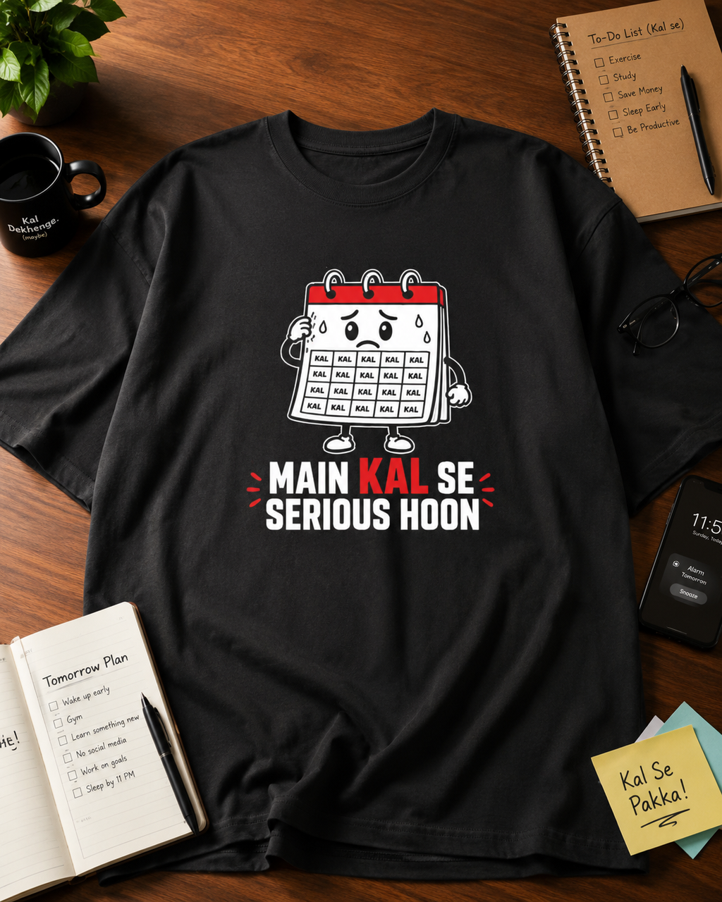 Kal Se Serious oversized T-shirt in 240 GSM cotton by The Gully Store