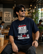 Kal Se Serious oversized T-shirt colour options in black navy blue and petrol blue