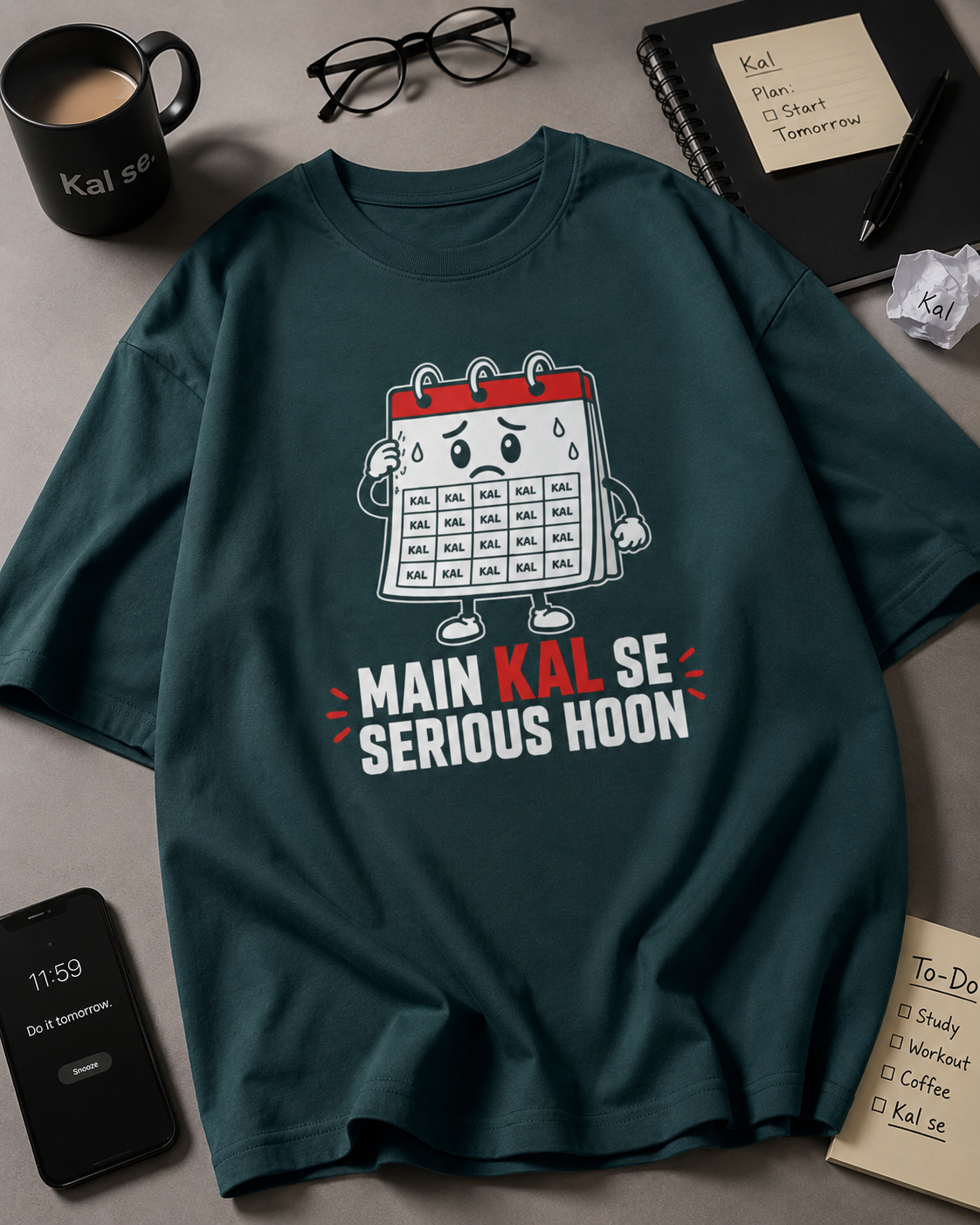 Kal Se Serious oversized T-shirt showing dropped shoulder relaxed fit