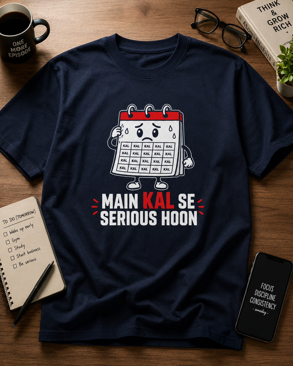 Navy Blue Kal Se Serious oversized T-shirt with relaxed unisex fit