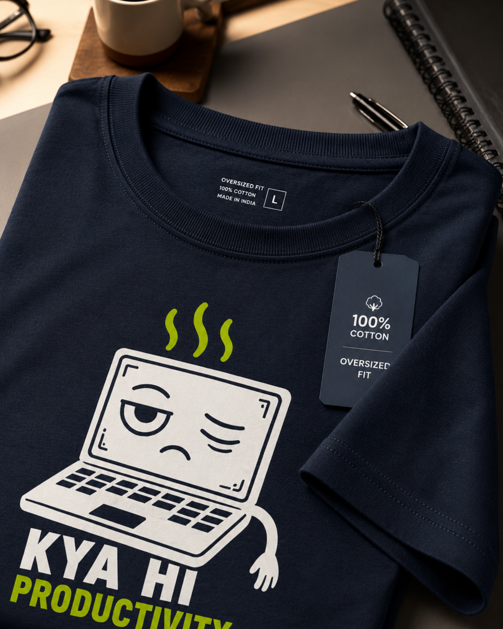 Bottle Green Kya Hi oversized T-shirt for everyday streetwear