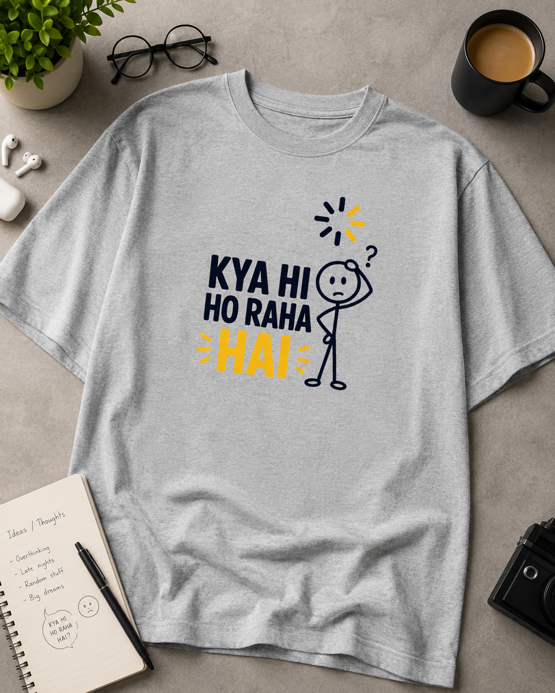 Coral Kya Hi oversized T-shirt front view in heavyweight cotton