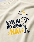 Cream Kya Hi oversized T-shirt front view in 240 GSM cotton