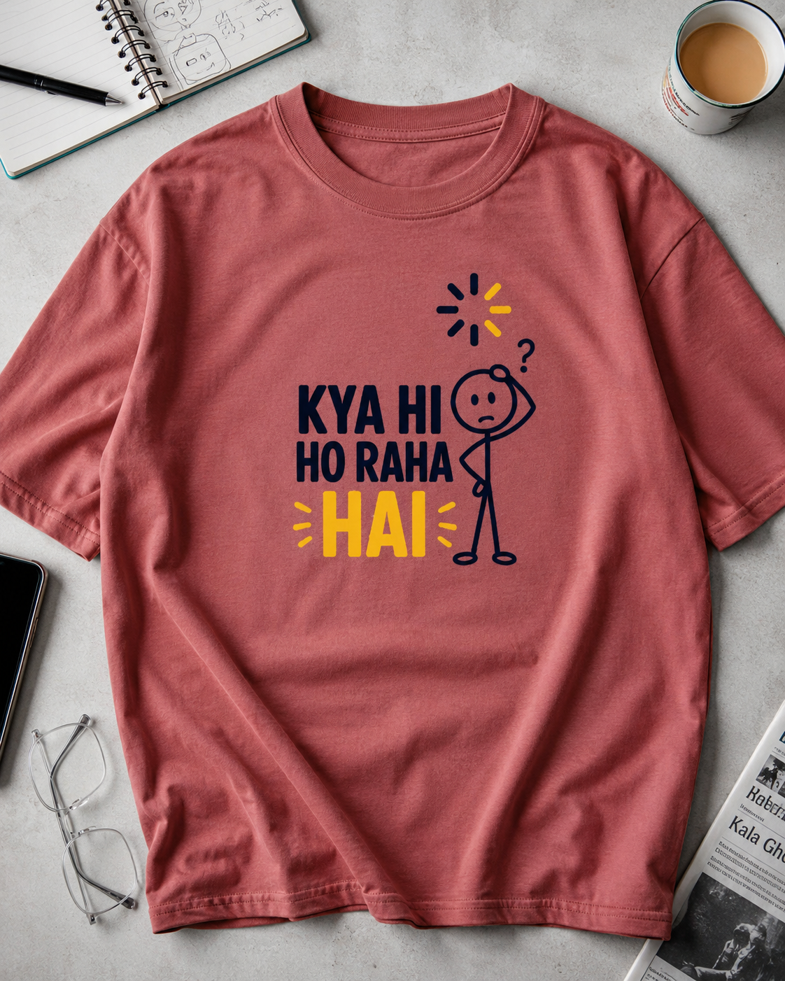White Kya Hi oversized T-shirt front view for unisex streetwear