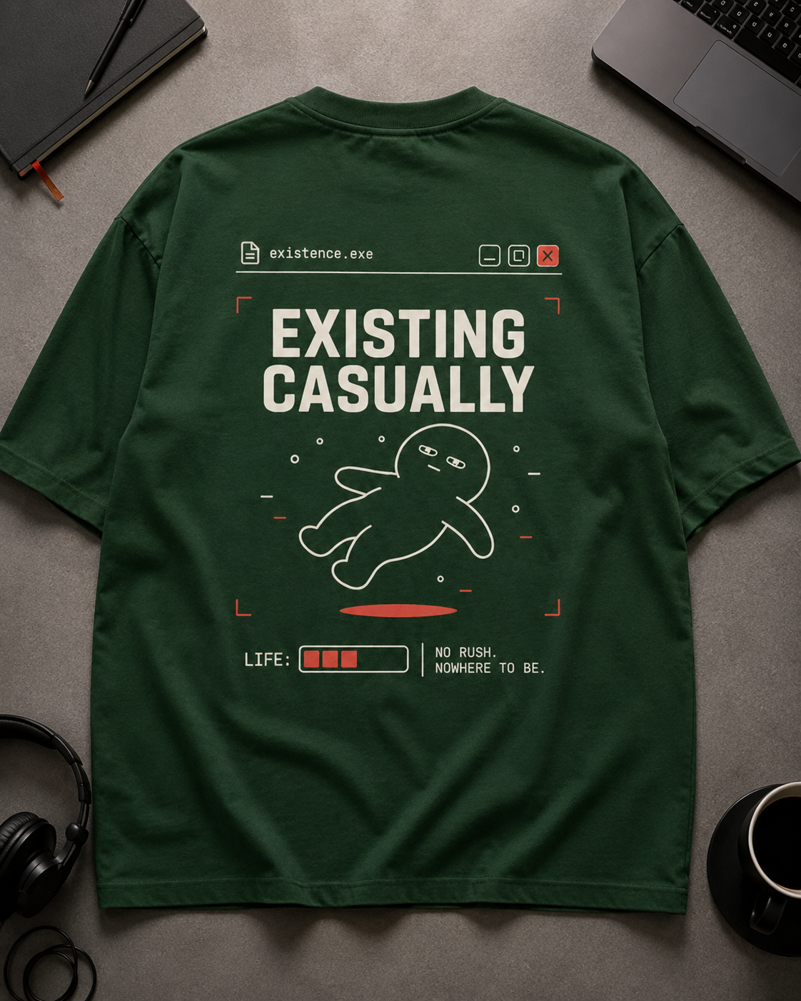 Life oversized T-shirt 100 percent cotton fabric detail