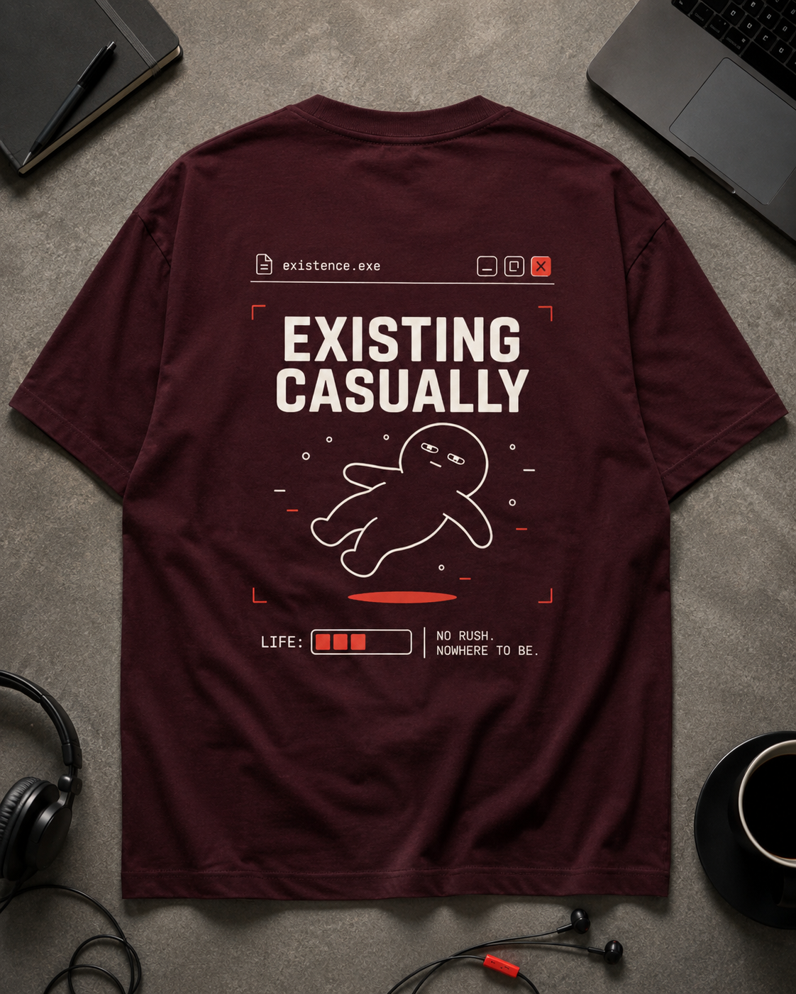 Life oversized T-shirt colour options in black navy blue bottle green and maroon