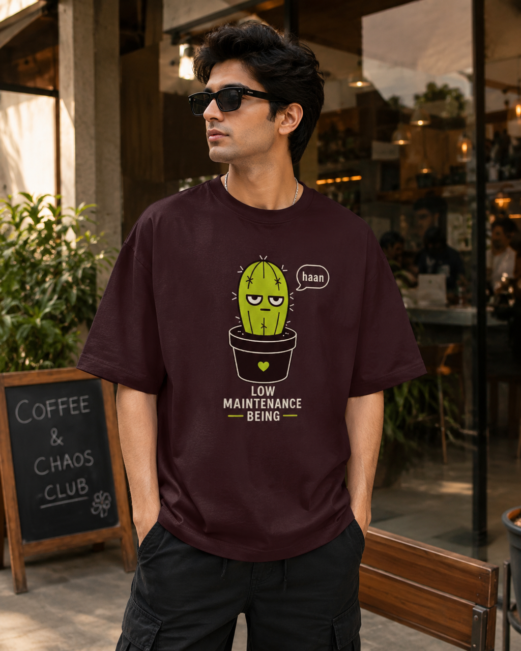 Black Low Maintenance oversized T-shirt with relaxed unisex fit