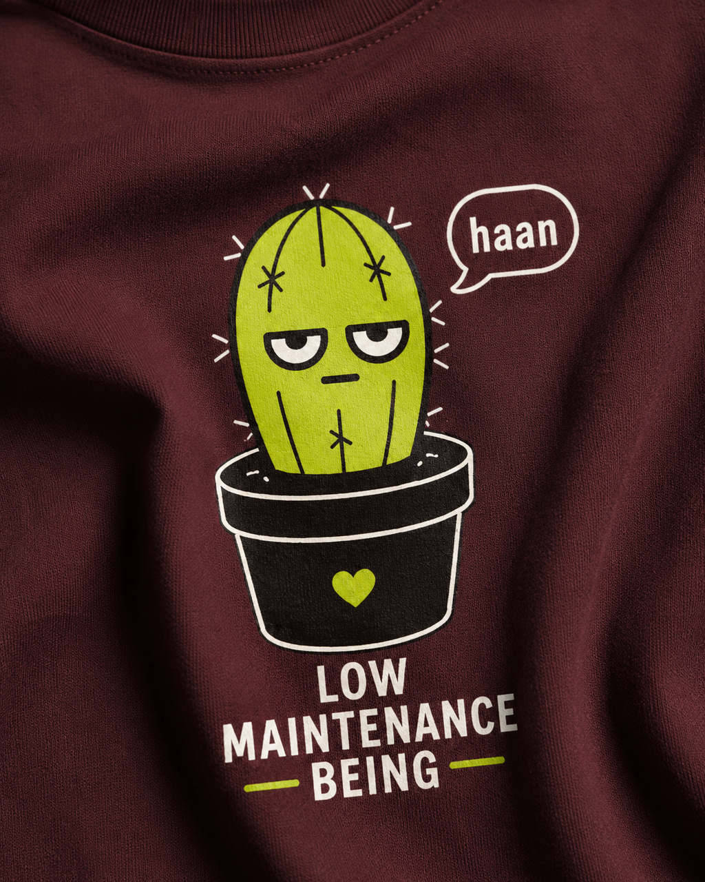 Maroon Low Maintenance oversized T-shirt in 240 GSM cotton