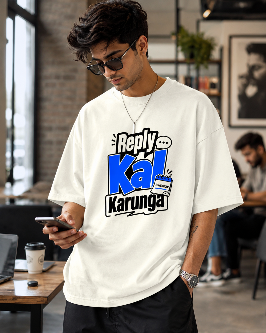 Gray Reply Kal Karunga oversized T-shirt with relaxed unisex fit