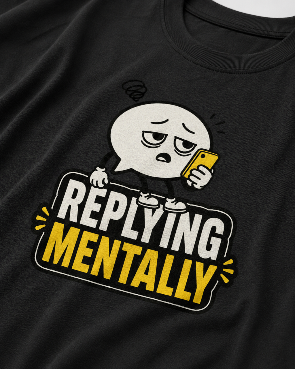 Black Replying Mentally oversized T-shirt in 240 GSM cotton
