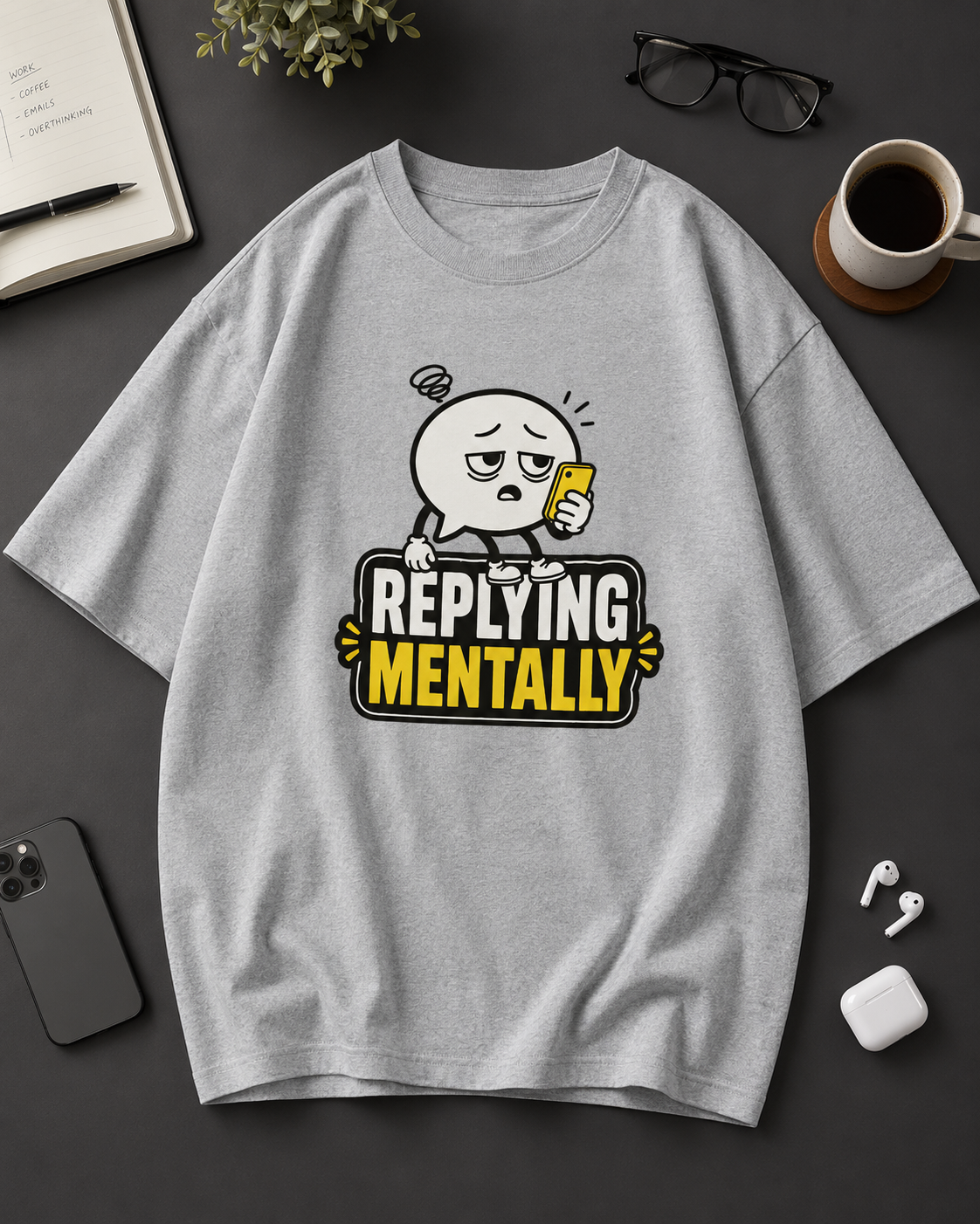 Cream Replying Mentally oversized T-shirt in 100 percent cotton