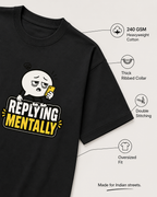 Navy Blue Replying Mentally oversized T-shirt for everyday streetwear