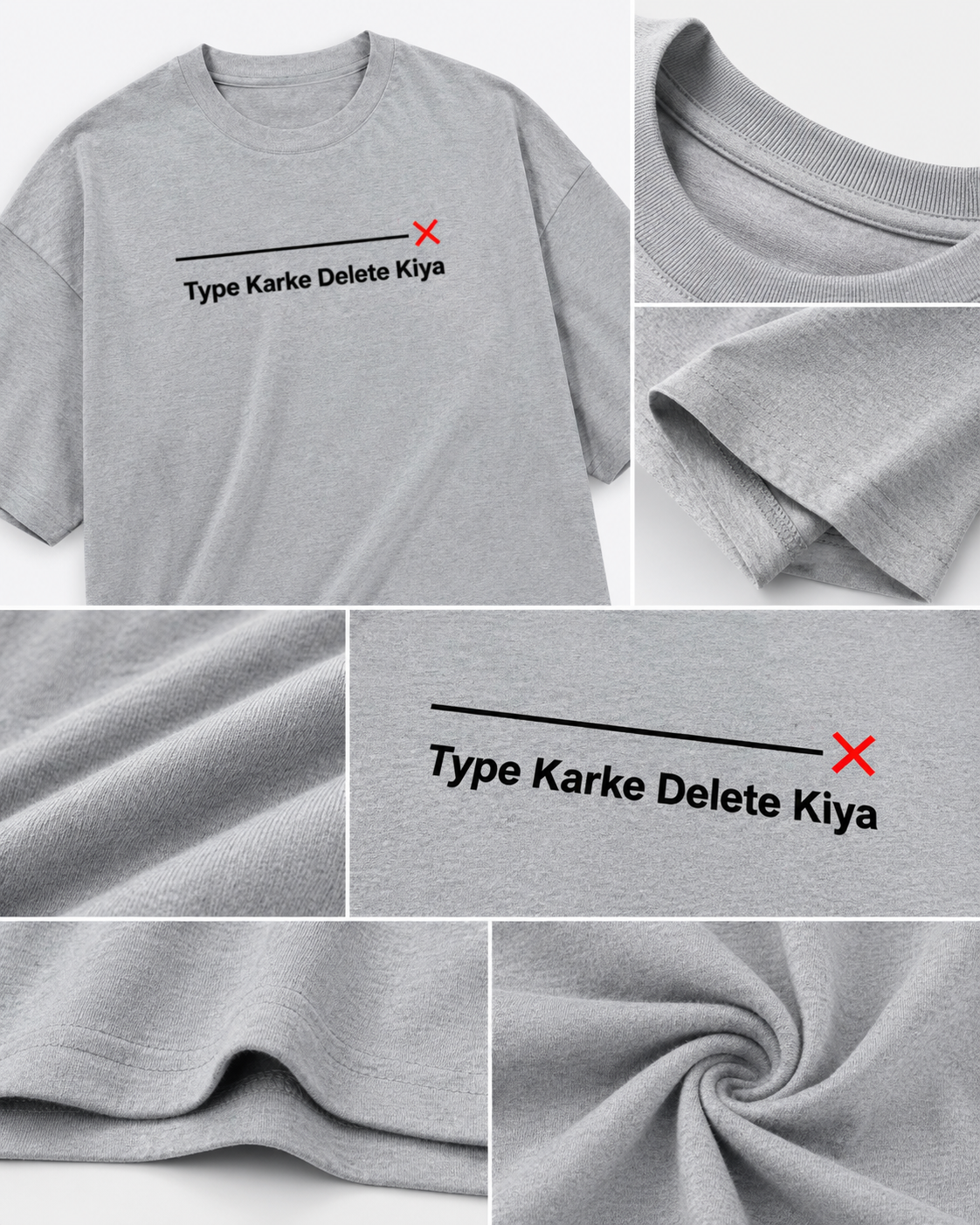 Oversized fit detail of Type Karke Delete Kiya Graphic T-Shirt with dropped shoulders